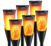 FIFlying Luces de Llamas Solar Exterior Jardin, 6 Piezas Antorchas Solares Exterior IP65 Impermeable, 2 Modos Lampara Solar Exterior con llamas Realistas para Jardín, Patio, Césped, Camino