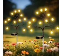 FIFlying Luces solares de jardín al aire libre, 2 piezas 12 LED Iluminación de jardín Firefly 2 modos Forma flexible impermeable IP65 luces solares para balcón, patio, jardín y camino