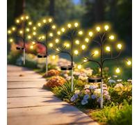 FIFlying Luces solares de jardín al aire libre, 4 piezas 12 LED Iluminación de jardín Firefly 2 modos Forma flexible, impermeable IP65, luces solares para balcón, patio, jardín y camino
