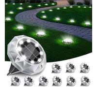 FIFlying Luces solares de suelo, 10 unidades, 8 LED, impermeables, para exteriores, luces solares para jardín, patio, rasa, exterior, camino, iluminación de jardín, iluminación de jardín, luz blanca