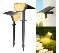 FIFlying Luces Solares LED Exterior, 2 Piezas 44 LED, 3 Modos Impermeable IP65 para Jardín, Patio, Piscina, Césped, Calzada (Blanco Cálido)