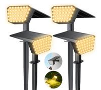 FIFlying Luces Solares LED Exterior, 4 Piezas 44 LED, 3 Modos Impermeable IP65 para Jardín, Patio, Piscina, Césped, Calzada (Blanco Cálido)