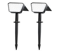 FIFlying Luces Solares LED Exterior Jardin 2 Piezas, 44 LED Focos LED Exterior Solares, 3 Modos Impermeable IP67 Foco Solar para Patio, Caminos, Terraza, Calzada, Piscina, Césped - Blanco Frio