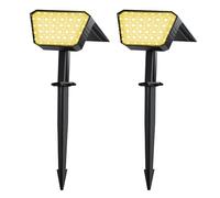 FIFlying Luces Solares LED Exterior Jardin 2 Piezas, 44 LED Focos LED Exterior Solares, 3 Modos Impermeable IP67 Foco Solar para Patio, Caminos, Terraza, Calzada, Piscina, Césped - Blanco Cálido