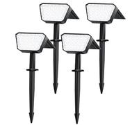 FIFlying Luces Solares LED Exterior Jardin 4 Piezas, 44 LED Focos LED Exterior Solares, 3 Modos Impermeable IP67 Foco Solar para Patio, Caminos, Terraza, Calzada, Piscina, Césped - Blanco Frio