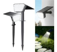 FIFlying Luces Solares para Exteriores, Paquete de 2 Focos LED Blancos Fríos, IP65 Impermeable para Jardín, Césped, Patio y Caminos