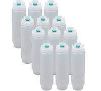 FIFO Botella exprimible recargable de 16 onzas | Dispensador de válvula pequeña de punta verde para condimentos finos, salsas, masa y aderezo | Autosellante sin goteo sin complicaciones | (paquete de