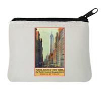 Fifth Avenue New York Retro USA - Monedero de neopreno con póster de viaje (10 x 11 cm), color blanco, White, Talla única