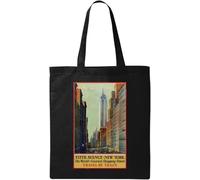 Fifth Avenue New York Retro USA - Póster de viaje de algodón ecológico natural, bolsa de mano, color negro, Black, Talla única