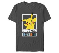 Fifth Sun Camiseta Pokemon Squares Team para Hombre, Color carbón, XL, Gris Oscuro, XL