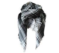 FIFTHAVE Bufanda Señoras Hombres Bufanda Mujeres Bufanda de invierno a cuadros de gran tamaño cuadrado bufanda de gran tamaño con flecos Poncho Cabo Otoño Bufanda Gris