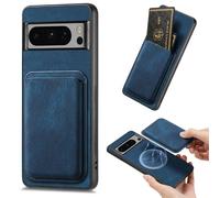 FIFTHAVE Funda magnética para Google Pixel 8A con compartimento para tarjetas, funda magnética con tarjetero extraíble para Pixel 8A, funda protectora resistente a los arañazos, color azul