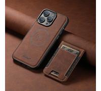 FIFTHAVE Funda magnética para iPhone 14 Pro con compartimento para tarjetas, funda de piel con tapa con soporte, funda extraíble para iPhone 14 Pro Braun01