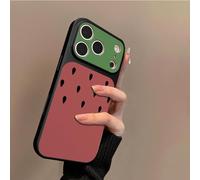 FIFTHAVE Funda para iPhone 14 Pro Funda Verano Sandía PU Funda Protectora Resistente a Golpes Hard PC Case Mujeres Niñas Estética Sandía Cover para iPhone 14 Pro - Negro