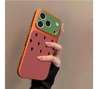 FIFTHAVE Funda para iPhone 16 Plus Funda Verano Sandía PU Funda Protectora Resistente a Golpes Hard PC Case Mujeres Niñas Estética Sandía Cover para iPhone 16 Plus - Naranja