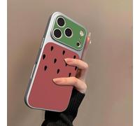 FIFTHAVE Funda para iPhone 16 Pro Funda Verano Sandía PU Funda Protectora Resistente a Golpes Hard PC Case Mujeres Niñas Estética Sandía Cover para iPhone 16 Pro - Plata