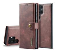 FIFTHAVE Funda para Samsung Galaxy S22 Plus Funda Magnética Plegable, Cuero Teléfono Móvil Tarjetero Samsung Galaxy S22 Plus Funda Suave TPU Resistente a Golpes Funda Vintage Piel Wallet Cover Rojo