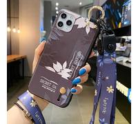 FIFTHAVE Funda para Samsung Galaxy S24 Plus con correa, cadena para teléfono móvil con pulsera, diseño de flores, funda protectora suave de silicona TPU resistente a los golpes, funda con cordón de