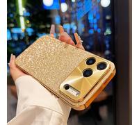 FIFTHAVE Glitzer Hülle für iPhone 16,Glitter Handyhülle iPhone 16 für Mädchen Funkelnde Ultradünne Schutzhülle mit Kameraschutz Case Frauen Bling robust PC Stoßfeste Cover Golden