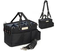 FifthStart Multiuse Cleaning Caddy with Waist & Shoulder Strap - Diaper Caddy - 9 Pockets & Easily Cleaned - Easy Clean Beach bag with Mesh Base & Adj