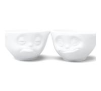 Fifty Eight Set 2 Bowls Caras Saboreando y Dormido, Porcelana, Blanco, 11.7 cm, 2