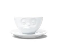 Fifty Eight t014501 - Taza de café con platillo verpennt, porcelana, 200 ml, blanco