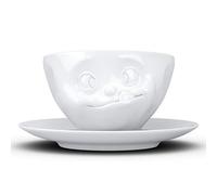 Fifty Eight Café Taza Cafe con Leche Cara Saboreando, Porcelana, Blanco, 13 cm