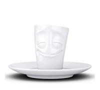 Fifty Eight - t02.12.01 Espresso de Mug & bajo platos (vergnügt), porcelana, color blanco