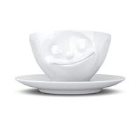Fifty Eight Taza Cafe con Leche Cara Feliz, Porcelana, Blanco, 1 Unidad (Paquete de 1)