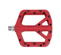FIFTY-FIFTY Pedales para Bicicleta de Montaña, Anti-derrape, Composito de Nilón MTB, Pedales para Bicicletas de 9/16", Ligero y Plataforma Plana Ancha (Rojo)