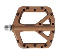 FIFTY-FIFTY Pedales para Bicicleta de Montaña, Anti-derrape, Composito de Nilón MTB, Pedales para Bicicletas de 9/16", Ligero y Plataforma Plana Ancha (Marrón)