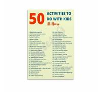 Fifty No Screen Activities Poster Fun Play Ideas at Home Wall-Art Educational Decor for Parenting Creative Time Living Room Bedroom(Unframed,08x12inch(20x30cm))