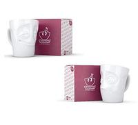 Fiftyeight - Juego de 2 tazas con asa (350 ml), color blanco