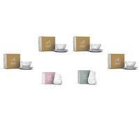 Fiftyeight - Juego de 6/4 x Taza de café con Leche con Plato y Tetera Bien Drauf y jarrita para la Leche drollig