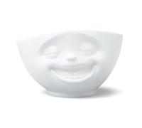 FIFTYEIGHT PRODUCTS - Cuenco de Porcelana (1000 ml, 12,7 x 19,1 x 20,1 cm), diseño de Cara Sonriente, Color Blanco