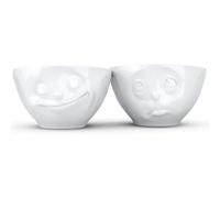 FIFTYEIGHT PRODUCTS Set de 2 Bowls de Cerámica de 200 Ml. con Caras de Feliz y Agradecido