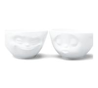 Fiftyeight Set 2 Bowls Caras Besos y Sonriente, Porcelana, Blanco, Talla única, T012201