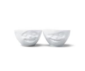 Fiftyeight Tazas - Juego de cuencos - Risa & Zwinkernd - Juego de 2 - 200 ml - Cuencos de cereales - Apto para lavavajillas y microondas - Como juego en una bonita caja de regalo