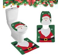 Figarge Juego de inodoro de Navidad, decoraciones navideñas, cubierta de inodoro, decoración de baño, cojín de inodoro de Navidad para tapa, suelo, inodoro (Papá Noel)