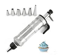 Figarge Sweet Treats Juego de decoración de manga pastelera de acero inoxidable con manga pastelera, 6 boquillas, juego de manga pastelera para cupcakes y postres, utensilios reutilizables para