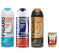 FIGARO - Pack de prueba de espuma para barba - para afeitado frecuente - Espuma suave y cómoda para barba - 3 x 400 ml + Polpa Italian Gourmet 400 g