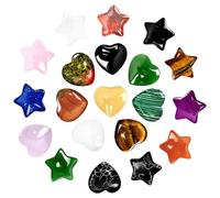 FIGCY 20 Piezas Piedras Preciosas para Niños, 10 Corazones y 10 Estrellas, Cristales Curativos Naturales para Chakra y Reiki, Piedras de la Suerte para Coleccionistas