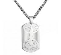 FIGCY Collar para Hombre, Cadena de Acero Inoxidable con Dije de Águila, Diseño Plateado, para Seguidores de Alemania y Amantes de la Patria