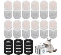 FIGCY Pack de 12 Filtros de Repuesto para Fuente de Gatos + 12 Esponjas de Anillo, Filtros de Carbón Activado Compatibles con Fuentes de Acero Inoxidable de 3.2L, Filtración en 4 Pasos