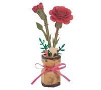 FIGCY Puzzle 3D de Madera Claveles Rojos, Kit de Modelo de Flores Artificiales DIY para Adultos, Decoración Creativa para el Hogar y Regalo de San Valentín