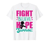 Fight Believe Hope Survive Cáncer de Mama Melanina Negra Sista Camiseta