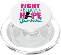 Fight Believe Hope Survive Cáncer de Mama Melanina Negra Sista PopSockets PopGrip para MagSafe