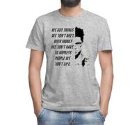 Fight Club Tyler Durden We Buy Things We Dont Need Camiseta clásica de manga corta con cuello redondo para hombre, gris, XL