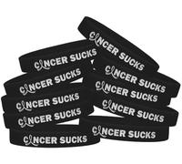 Fight Like a Girl Cáncer Sucks Pulseras Pulsera de Silicona Paquete de 10 Unidades múltiples Opciones de Color, Negro