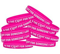 Fight Like a Girl En la Lucha para Alguien I Love Pulsera de Silicona Pulsera Paquete de 10 Unidades múltiples Opciones de Color, Hot Pink